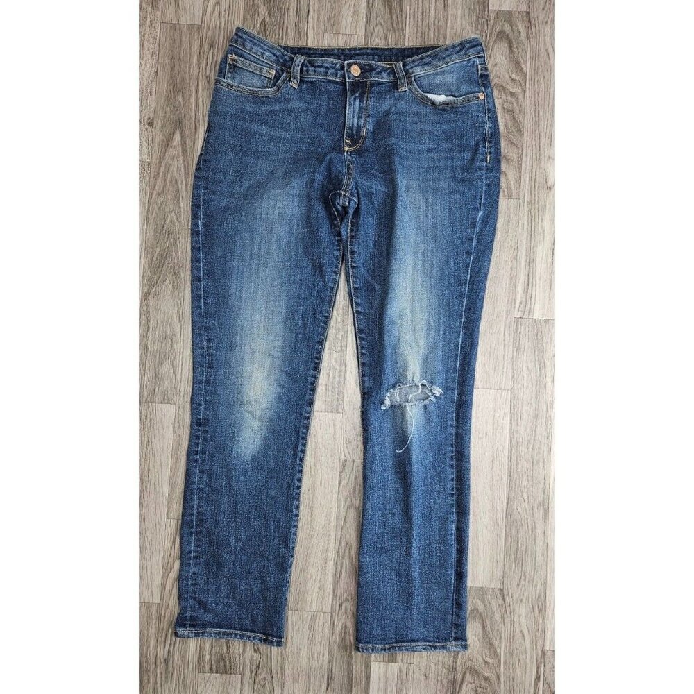 (3/$35) Old Navy Size 8 Regular Pockets Distressed Straight Leg Denim Blue Jeans